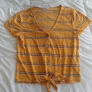 Yellow tie button top